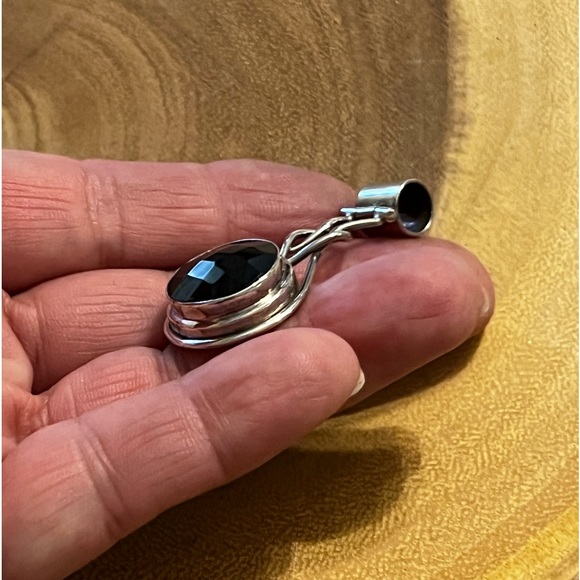 Nice heavy Deep Chocolate Brown Smoky Quartz Sterling Silver Pendant - Picture 5 of 6